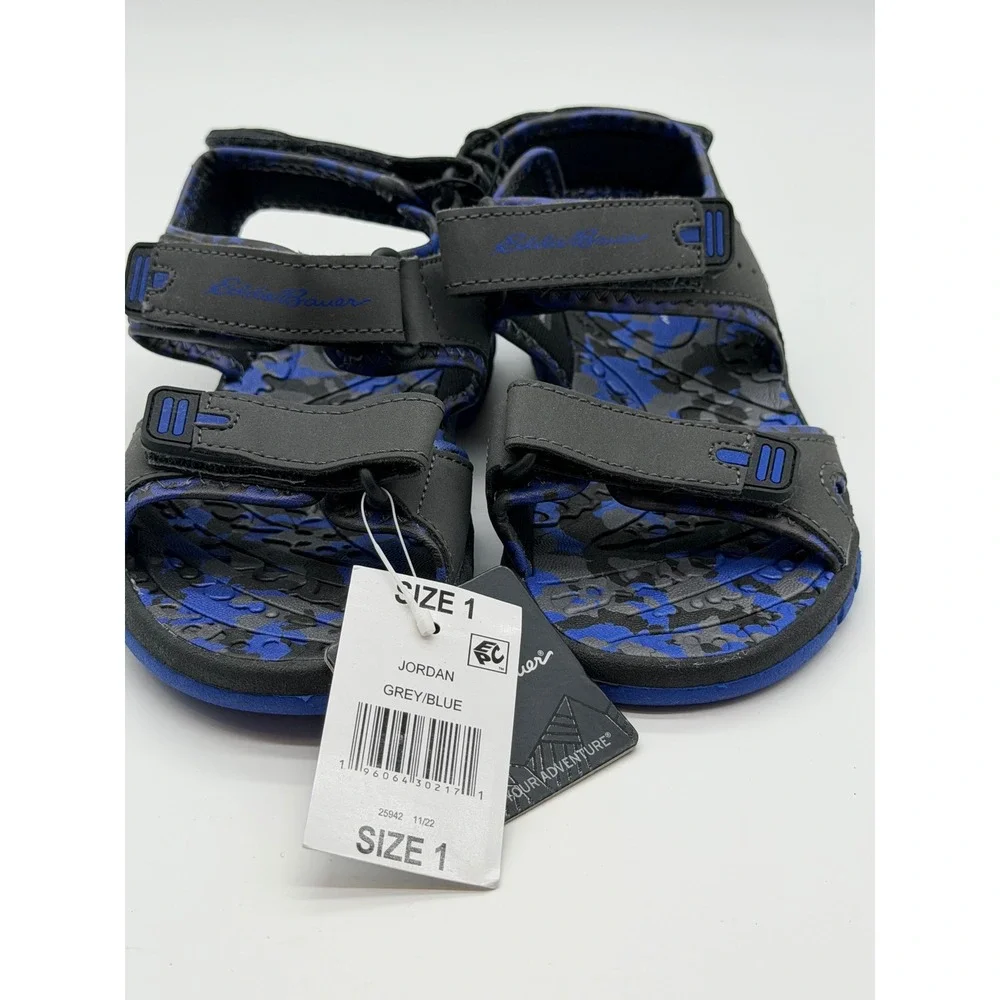 Eddie Bauer Jordan Kids Grey‎ Blue Camo Sport Sandals Size 1